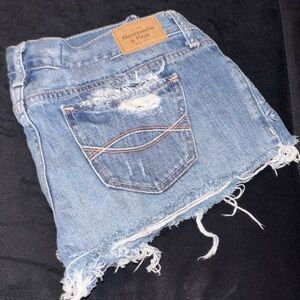 Abercrombie & Fitch Light Blue Distressed Jean Shorts